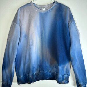 New Crewneck hand dyed, gravity dyed, blue crewneck